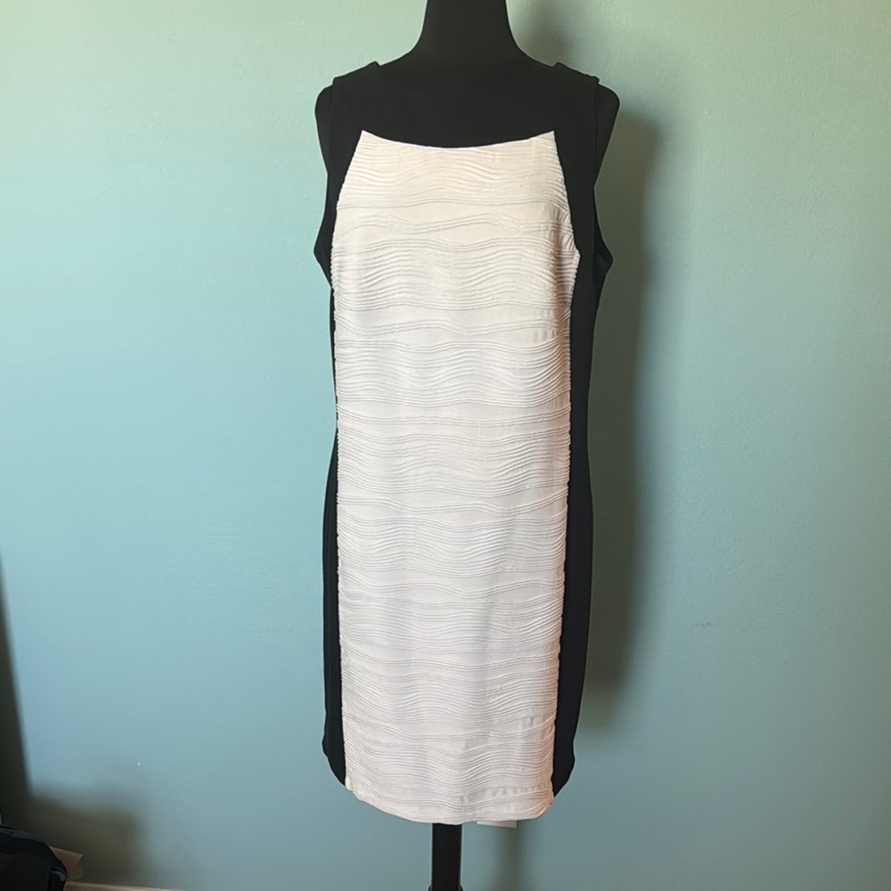 Elegant Calvin Klein Black and White Sleeveless Dress